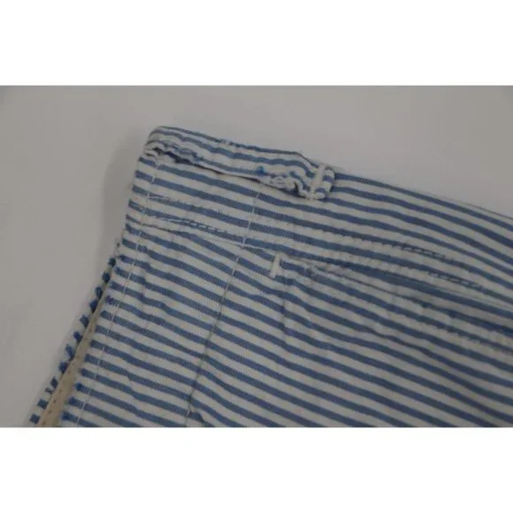 abercrombie fitch men's 30 9.5" striped white blue distressed flat front shorts - Picture 9 of 14